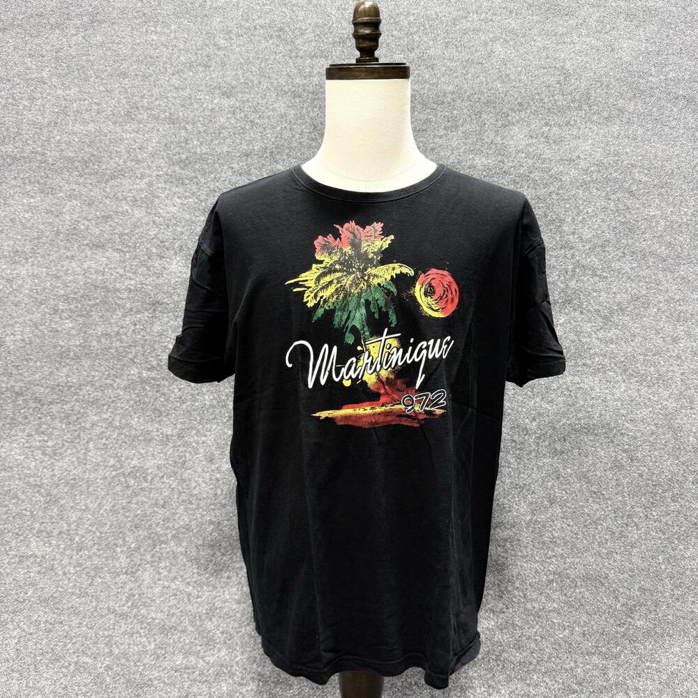 Martinique Shirt Mens 2XL Black Palm Tree 972 Graphic T-Shirt Tee Beach Travel